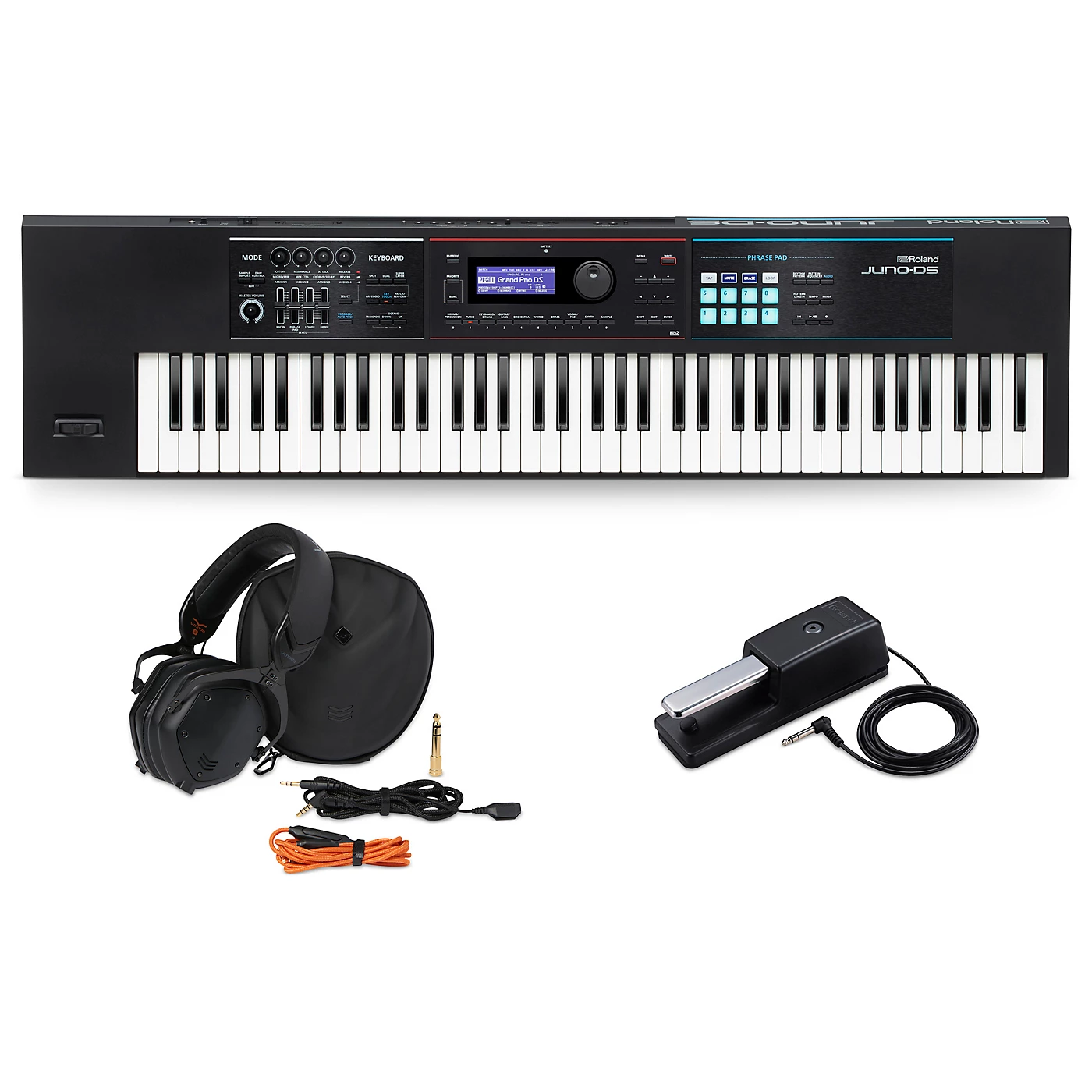 New ???? Roland Roland JUNO-DS76 Synthesizer With DP-10 Pedal And V-Moda M-100 Headphones ???? 1 New ???? Roland Roland JUNO-DS76 Synthesizer With DP-10 Pedal And V-Moda M-100 Headphones ????
